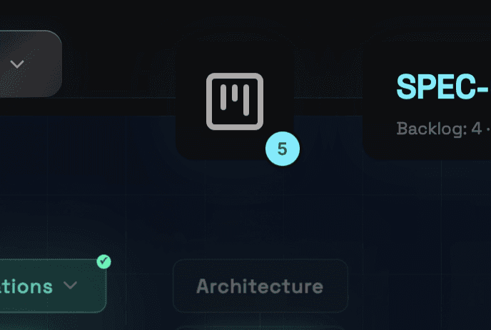 The kanban icon in the dashboard header, with a count of 5 in its bottom-right corner.